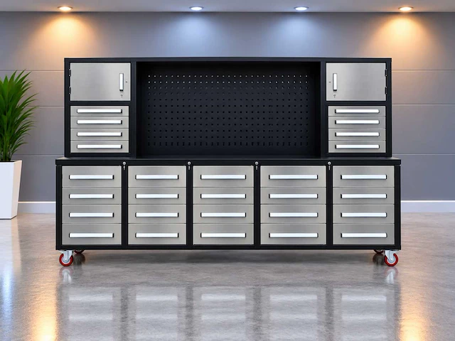 Rhino-cross-workbench h10ft-30d-01c rvs werkbank 30 lades 2 deuren - afbeelding 1 van  13