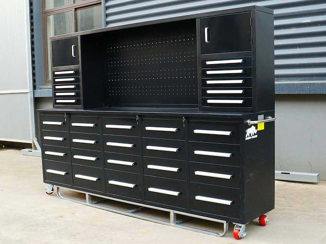 Rhino-cross-workbench h10ft-30d-01c zwart werkbank 30 lades 2 deuren - afbeelding 1 van  23