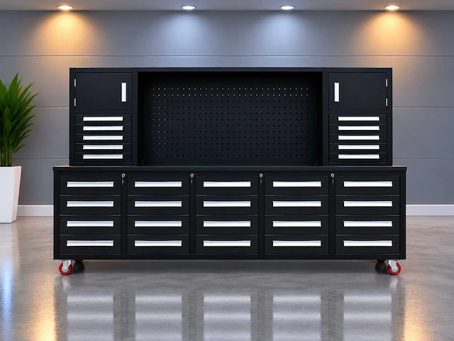Rhino-cross-workbench h10ft-30d-01c zwart werkbank 30 lades 2 deuren - afbeelding 1 van  7