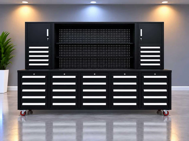 Rhino-cross-workbench h10ft-35d-01c zwart werkbank 35 lades 2 deuren - afbeelding 1 van  7
