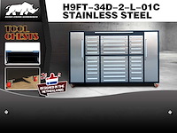 Rhino-cross-workbench h9ft-34d-2-l-01c rvs werkbank 34 lades 2 deuren
