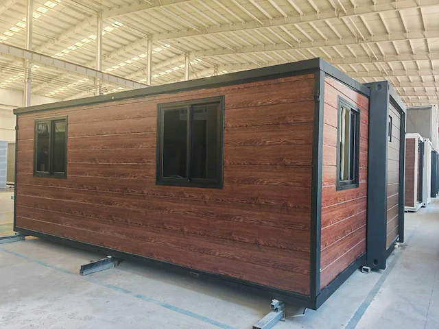 Rhino houses 20ft metal caved wall panel , full welding roof hout tiny house - afbeelding 8 van  8