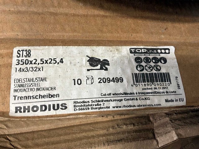 Rhodius st38 slijpschijf 350x2,5mm (8x) - afbeelding 2 van  3