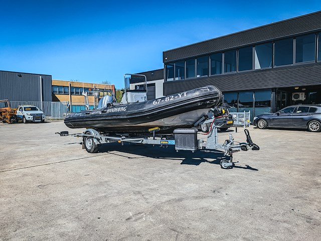 Rib boot, narwhal, hd 580, met buitenboordmotor, honda bf100 op boottrailer, pega 1150 - afbeelding 1 van  54
