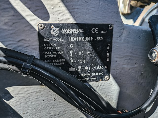 Rib boot, narwhal, hd 580, met buitenboordmotor, honda bf100 op boottrailer, pega 1150 - afbeelding 22 van  54