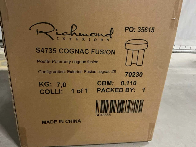 Richmond cognac fusion poef - afbeelding 4 van  4