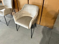 Richmond interiors - fay khaki velvet fire retardant - dining chair (4x) - afbeelding 1 van  4