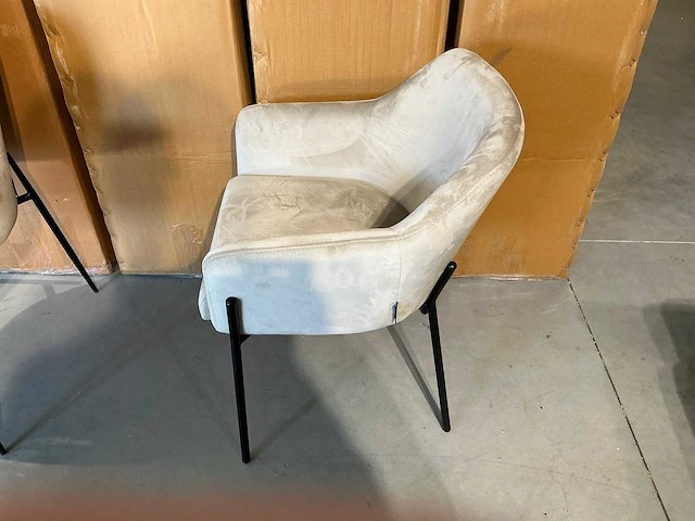 Richmond interiors - fay khaki velvet fire retardant - dining chair (4x) - afbeelding 3 van  4