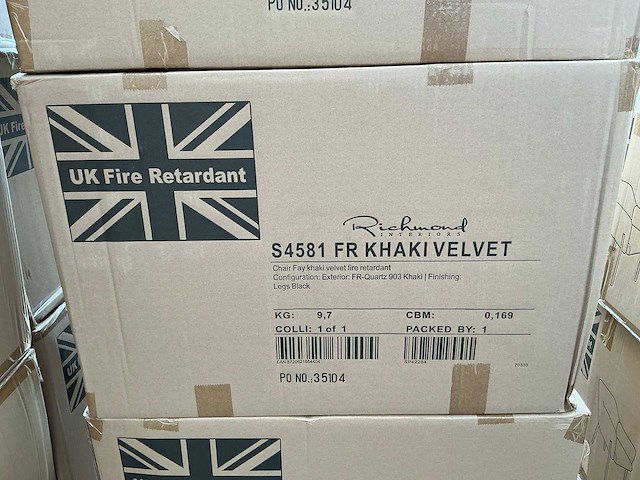Richmond interiors - fay khaki velvet fire retardant - dining chair (4x) - afbeelding 4 van  4