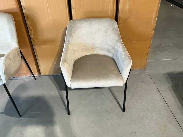 Richmond interiors - fay khaki velvet fire retardant - dining chair (4x) - afbeelding 2 van  4
