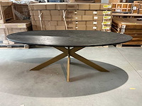 Richmond interiors blackbone brass eetkamertafel 230cm - afbeelding 2 van  5