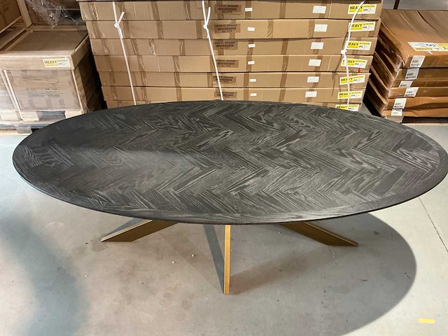 Richmond interiors blackbone brass eetkamertafel 230cm - afbeelding 3 van  5