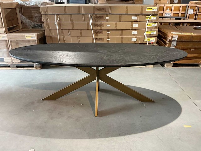 Richmond interiors blackbone brass eetkamertafel 230cm - afbeelding 2 van  5