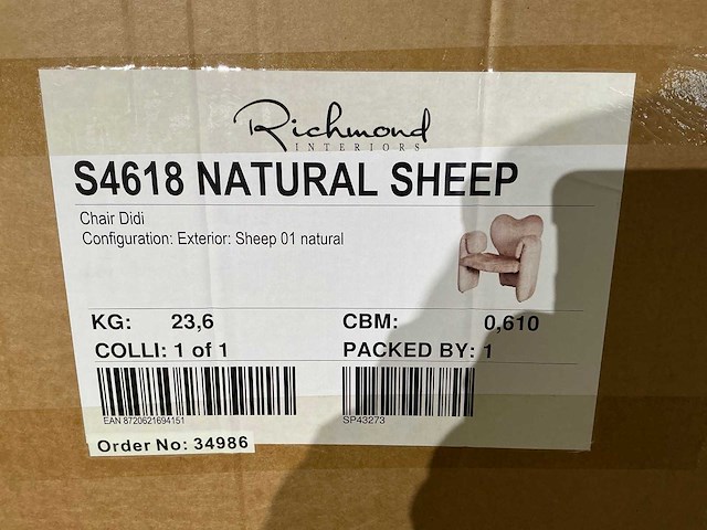 Richmond interiors didi sheep natural lounge stoel - afbeelding 4 van  4