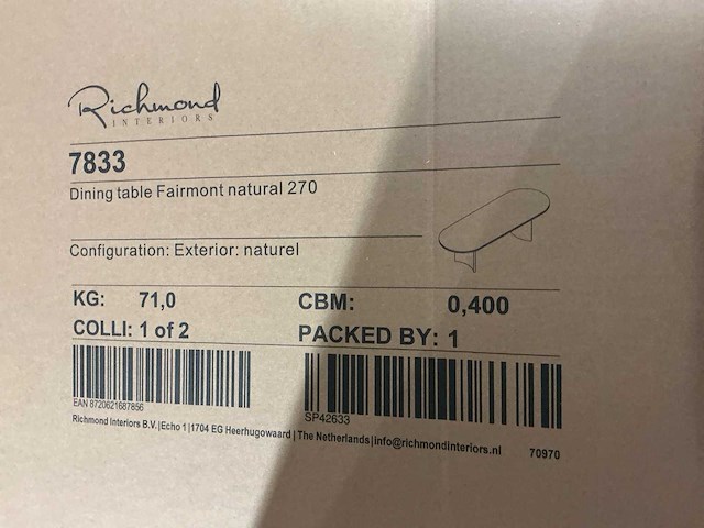 Richmond interiors fairmont natural eetkamertafel 270cm - afbeelding 5 van  5