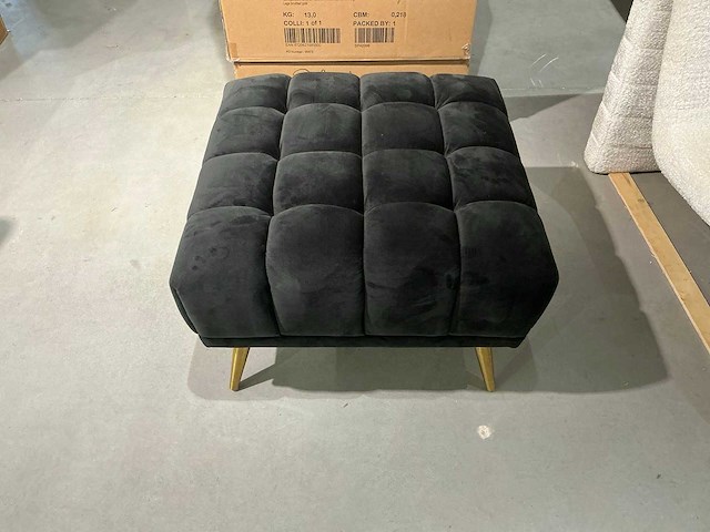 Richmond interiors huxley antraciet velvet poef - afbeelding 1 van  4