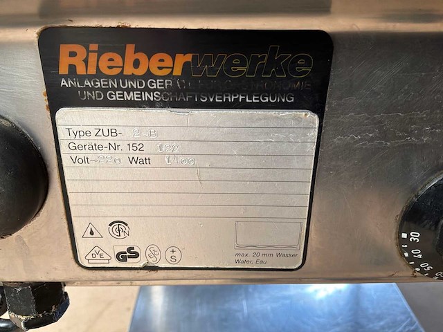 Rieberwerke zub-2-b elektrische bain-marie - afbeelding 7 van  7