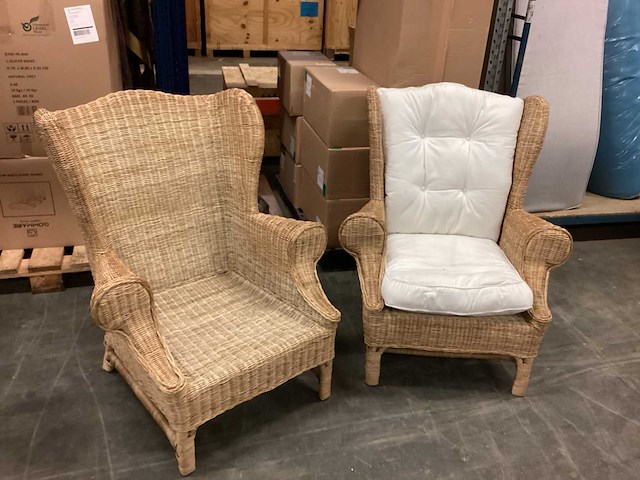 Rieten fauteuil (2x) - afbeelding 1 van  3