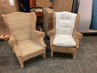 Rieten fauteuil (2x) - afbeelding 1 van  3