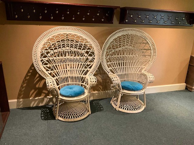Rieten fauteuils (2x) - afbeelding 1 van  3