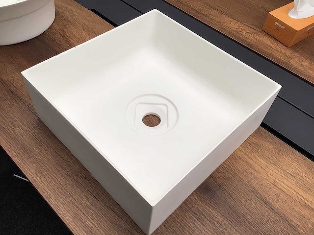 Riho thin square waskom mat wit 38x14 - afbeelding 3 van  5