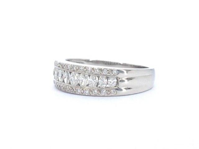 Rij ring met 1.00 carat aan marquise en briljant geslepen natuurlijke diamanten - afbeelding 5 van  9