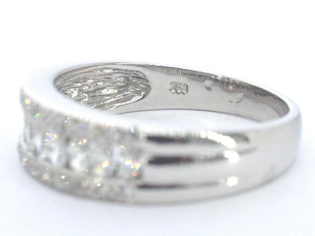 Rij ring met 1.00 carat aan marquise en briljant geslepen natuurlijke diamanten - afbeelding 7 van  9