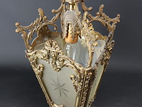 Rijk gelardeerde messing hallamp met geëtst glas - afbeelding 2 van  5