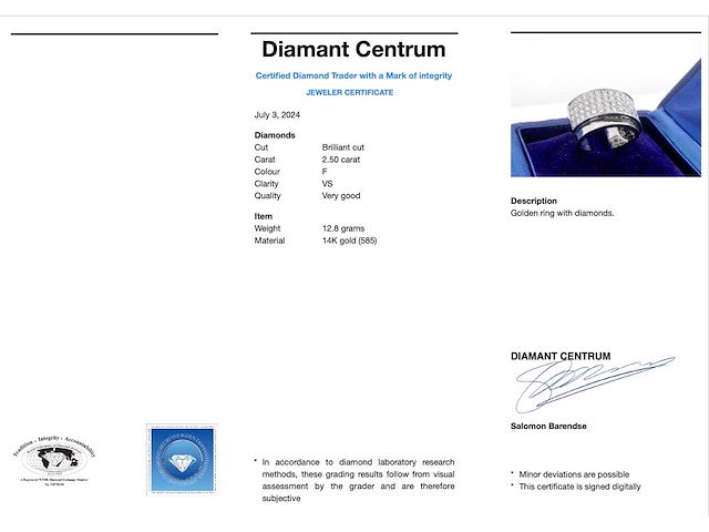 Rijring met briljant diamanten hoge kwaliteit - afbeelding 4 van  10