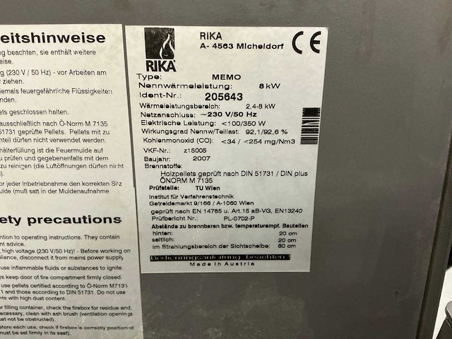 Rika memo pelletkachel 8kw 2007 - afbeelding 11 van  11