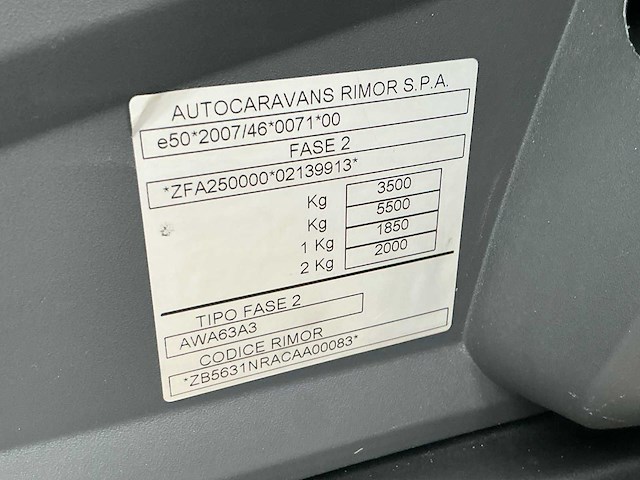 Rimor awa n/a 63a3 camper - afbeelding 58 van  61