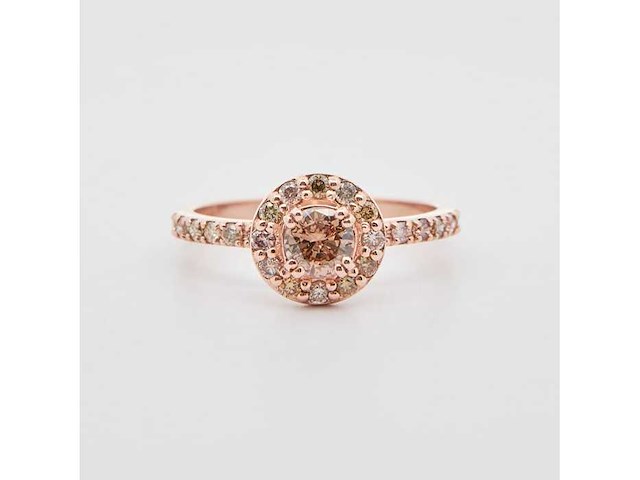 Ring 14 karaat rose goud, 2,38g, 0.83 crt diamant natuurlijk gekleurd - afbeelding 3 van  7