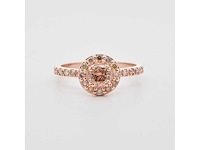 Ring 14 karaat rose goud, 2,38g, 0.83 crt diamant natuurlijk gekleurd - afbeelding 3 van  7