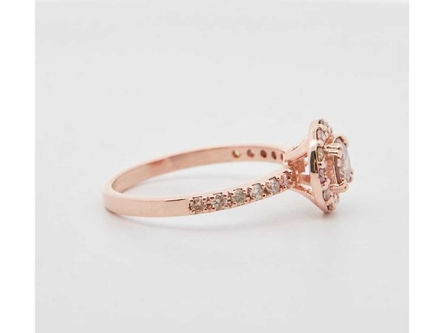 Ring 14 karaat rose goud, 2,38g, 0.83 crt diamant natuurlijk gekleurd - afbeelding 4 van  7