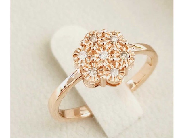 Ring 14 karaat roségoud diamant - afbeelding 1 van  4