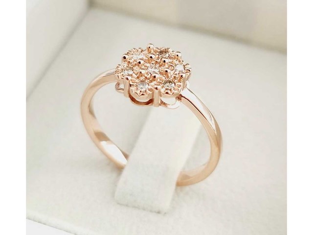 Ring 14 karaat roségoud diamant - afbeelding 3 van  4