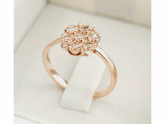 Ring 14 karaat roségoud diamant - afbeelding 3 van  4