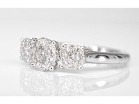 Ring met drie chatons van diamanten 0.75 carat - afbeelding 5 van  5