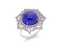 Ring met grote tanzaniet en diamanten - afbeelding 1 van  5