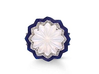 Ring met kristal en natuurlijk diamanten omringt door een blauwe rand - afbeelding 3 van  4