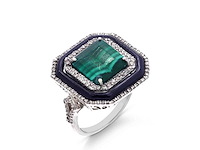 Ring met malachiet en diamanten met onyx - afbeelding 1 van  5