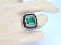 Ring met malachiet en diamanten met onyx - afbeelding 2 van  5
