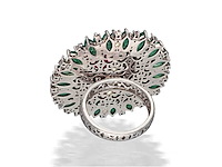 Ring met natuurlijke diamanten smaragden en rode tourmalijn - afbeelding 5 van  5