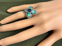 Ring met natuurlijke edelstenen en diamant - afbeelding 2 van  4