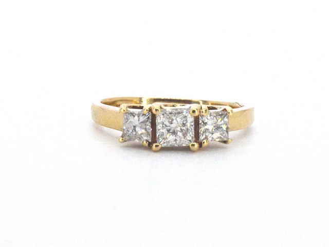 Ring met princess geslepen diamanten 1.00 carat totaal - afbeelding 1 van  9