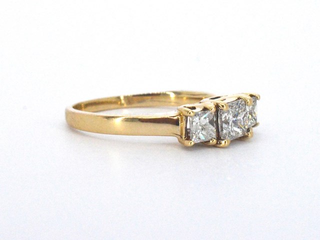 Ring met princess geslepen diamanten van 1.00 carat totaal - afbeelding 5 van  10