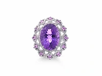 Ring ovaal amethist diamant toermalijn - afbeelding 4 van  5