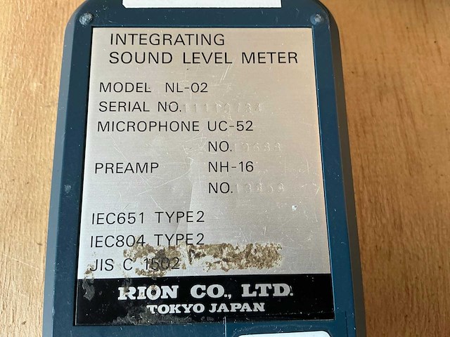 Rion nl-02 integrating sound level meter - afbeelding 3 van  3