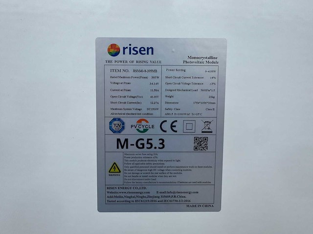 Risen - set van 4 zonnepanelen (totaal vermogen: 1.580 wp) - afbeelding 3 van  3