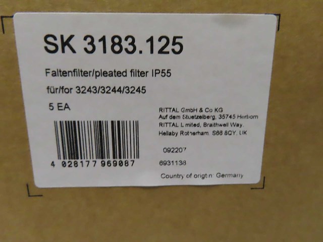 Rittal - 3183.125 - sk vouwfilter ip55 (50x) - afbeelding 2 van  3